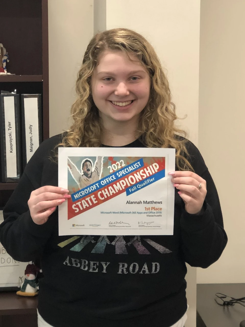 Microsoft Word Certification 1st Place Massachusetts